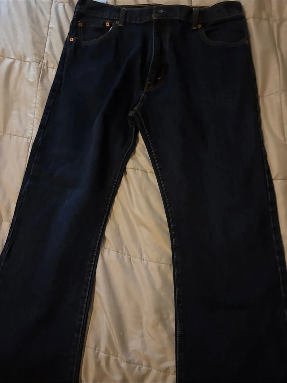 Men's Dark Blue Bootcut Jeans - Classic Five-Pocket Style